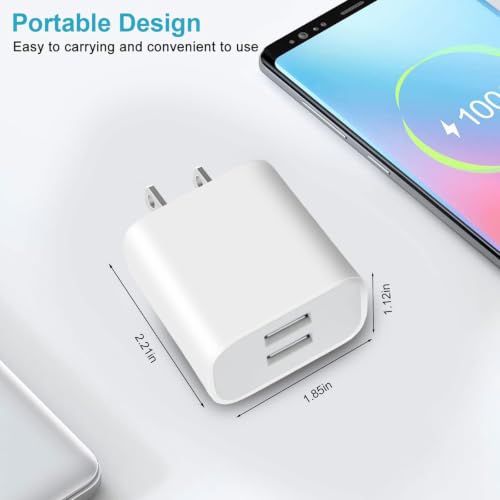 USB Wall Charger,4 Pack Dual Port Plug Adapter,Wall Outlet Charging Block - color: White
