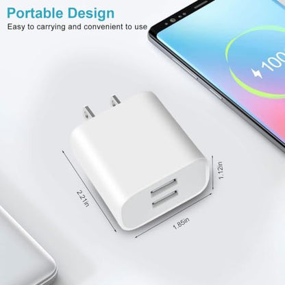 USB Wall Charger,4 Pack Dual Port Plug Adapter,Wall Outlet Charging Block - color: white and black