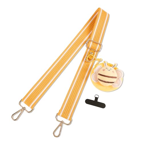 chushui Clip and Go Strap for Phone with Wallet Crossbody, Adjustable Anti-Theft Cell Phone Lanyard,Purse Strap with Zippered Pouch, for Women - color: Yellow + Bee + Phone Shim (Adjustable)