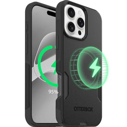OtterBox iPhone 16 Pro – Commuter Series Slim MagSafe Case - Black | 3X Military Drop Protection - Dual-Layer Design - Pocket-Friendly - Raised Edges - Port Covers - Non-Retail Packaging - color: Black