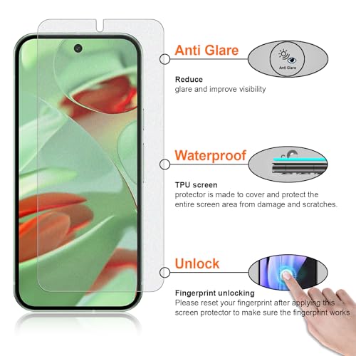2 Pack for Google Pixel 9 Matte Screen Protector [Not Glass], HD Clear, Anti-Scratch, Anti-Glare, Support fingerprint - size: Google Pixel 9