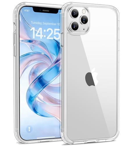 USLAI Case for iPhone 11 Pro Max, Anti-Yellowing, Crystal Clear Back, Shockproof & Military‑Grade Drop Protection - Transparent - color: Clear, size: iPhone 11 Pro Max