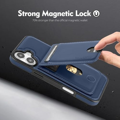 Shieldtop Compatible with MagSafe iPhone 16 Wallet Case,Blue | 2 in 1 Detachable Magnetic,Credit Card Holder Slots,RFID Blocking,PU Leather,Kickstand,Flip Folio Phone Cover for Men & Women - color: Blue, size: iPhone 16 6.1"