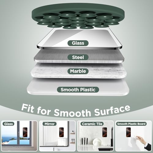 Magnetic Suction Cup Phone Mount, Compatible with MagSafe, Silicone Octo Cup Buddy Sticky Grip Holder for iPhone and Android, Removable Hands-Free Selfie/Video for TikTok, Alpine Green - color: Alpine Green