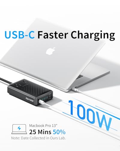 Charging Station 140W USB C Charger Block, Upgraded GaN III 8-in-1 Fast Charging Station Hub，PD 100W Laptop Charger Adapter Compatible with Compatible with MacBook Air/Pro,iPhone16/15,Galaxy S24 etc - color: Black PD 100W