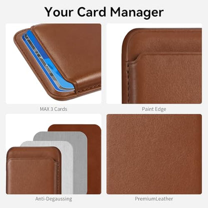 Magnetic Wallet Cell Phone Card Holder for Phone Case with Mag-Safe - color: Caramel Brown, size: 1 Pack