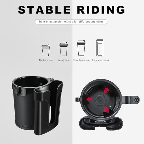 Bike Cup Holder, Bicycle Handlebar Water Bottle Holders with Cell Phone Keys Holder, Universal Drink Bottle Cage for Bike Motorcycle Scooter Stroller Walker Wheelchair (Black & Gray) - color: Black & Gray