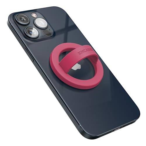 Encased Magnetic Phone Grip Holder (Compatible with MagSafe) Thin Silicone Finger Loop Ring for iPhone (Dark Pink) - color: Dark Pink