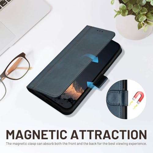 for Galaxy A17 5G Phone Case Wallet and Wrist Strap (Blue) | Card Holder Slots, PU Leather, Flip Cover, Magnetic Closure, Kickstand, Folio Protective, for Samsung A17 Case - color: Blue