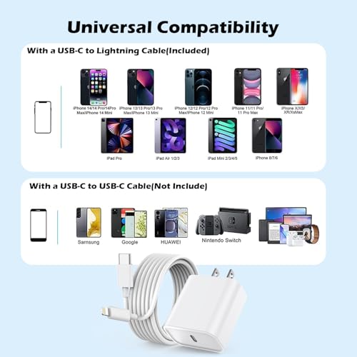 Fast Charger iPhone,10 Feet iPhone Charger,Super Fast Charging Block 10Foot - color: White-10FT