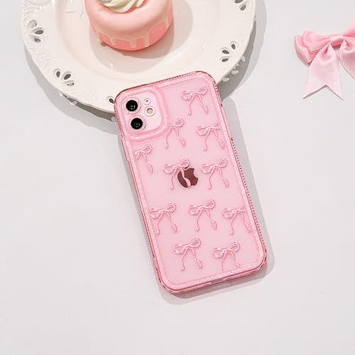 NITITOP Compatible with iPhone 11 Case Cute Clear Pink Glitter Bow Knot Design Shiny Star Sparkle Bling Diamond Girls Women Soft TPU Shockproof Protective Phone Cover - Large Bow - color: Large Bow, size: iPhone 11