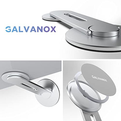 GALVANOX Magnetic Phone Holder, Fold-Away Swivel Stand Compatible with MagSafe for iPhone 12,13,14,15, 16 Pro Max | Bedroom Nightstand, Desk, Kitchen and More (Low Profile Sidemount/Under-Mount)
