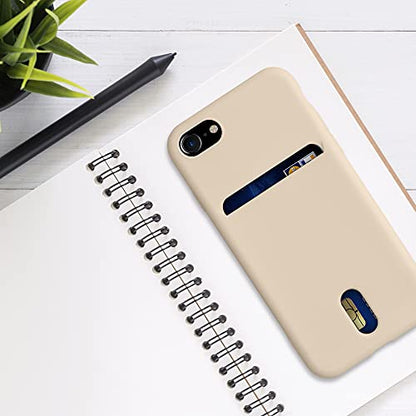 kwmobile Case Compatible with Apple iPhone SE (2022) / iPhone SE (2020) / iPhone 8 / iPhone 7 - Soft TPU Phone Cover with Card Holder and Silicone Finish - Mother of Pearl - color: mother of pearl