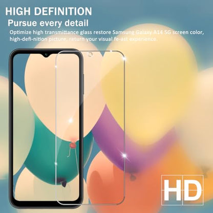 Galaxy A14 HD Clear Tempered Glass Screen Protector + Camera Lens Protectors, [2+2 Pack] [3D Glass] [Anti-Glare] [Bubble-Free] Screen Protector Glass For Samsung Galaxy A14 - size: Galaxy A14