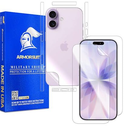 ArmorSuit 2+2 Pack Full Body Skin + Screen Protector for iPhone 17 [6.3 inch] HD Clear MilitaryShield Film - Made in the USA - size: iPhone 17 6.3" Full Skin