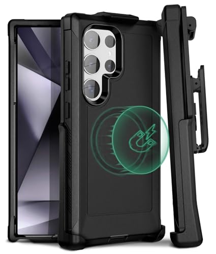 MOTIVE Heavy Duty Case for Samsung Galaxy s24 Ultra, Belt Clip | 6.8" | Bunker Series, Military Grade Multi-Layer Protection, PC/TPU Build, Sealed Port Cover, Compatible with MagSafe Qi2 Charging - size: s24 Ultra
