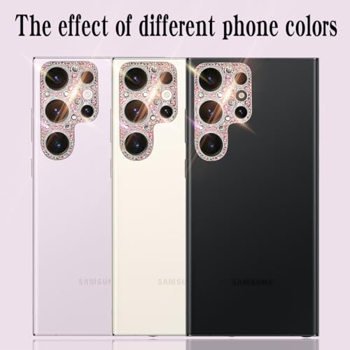Bling Diamond Camera Lens Protector Compatible with Samsung Galaxy S22 Ultra, Metal Glitter Gem Camera Cover，9H Tempered Glass lens full Screen Sparkle Rhinestone Protector - size: Samsung Galaxy S22 Ultra