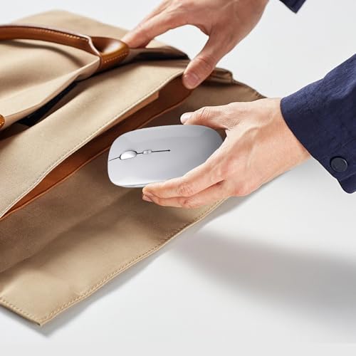 Afaartcci Rechargeable Wireless Mouse, Silent Bluetooth Mouse (Silver) - color: Silver