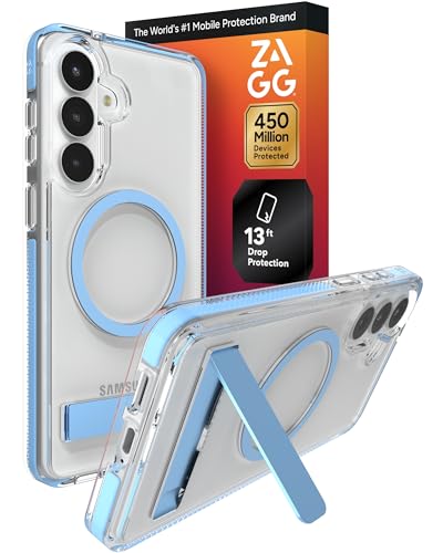 ZAGG Santa Cruz Snap Samsung Galaxy S26+ Case with Kickstand - ICY Blue, Magnetic Crystal Clear Protective Phone Cover, 13ft Drop Protection, Graphene Reinforced, Slim Case with Stand - color: Icy Blue, size: Samsung Galaxy S26 Plus