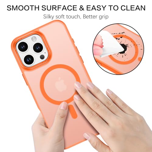 BENTOBEN Magnetic for iPhone 16 Pro Max Case,(Compatible with MagSafe) (Military Grade Drop Protection) Slim Translucent Matte Shockproof with Anti-Fingerprint Phone Case 6.9",Orange - color: Orange