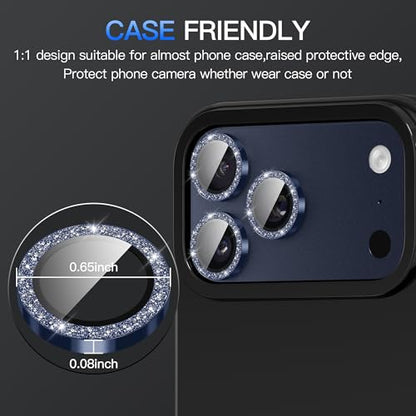 Suoman for iPhone 17 Pro/Pro Max Camera Lens Protector-Dark Blue - color: Glitter-Dark Blue