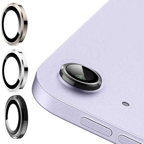 (3 Set for iPad Air 13 M3/ iPad Air 11/ iPad 11 A16 (2025) Camera Lens Protector, 9H Tempered Glass Camera Cover Protector Metal Ring Decoration Accessories (Black-Silver-Rosegod) - color: Black Silver Rosegod