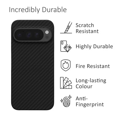 kalibri Aramid Fiber Case Compatible with Google Pixel 10 / Pixel 10 Pro - Case Super Slim Strong Protective Phone Cover - Black Matte - size: Pixel 10 / Pixel 10 Pro