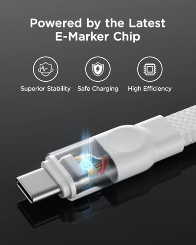 TALIX USB C to USB C Cable, 240W Fast Charging Cable (6.6 ft, White)