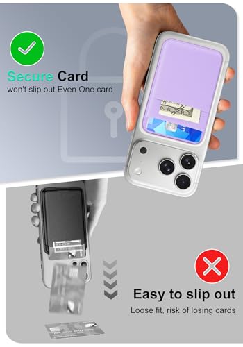 Senose Magnet Wallet, 6 Cards Holder, Phone Wallet Magnetic Back of Phone | Slim Stretchy Card Holder, Compatible for iPhone 17/16/15/14/13/12 Pro Max Plus Air Series, Selected Samsung, Light Purple - color: Light Purple