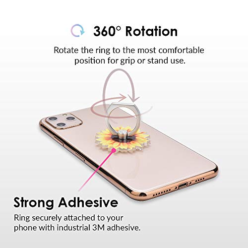 VELVET CAVIAR Cell Phone Ring Holder - Finger Ring & Stand - Improves Phone Grip Compatible with iPhone, Galaxy, Most Smartphones (Sunflower) - color: Sunflower