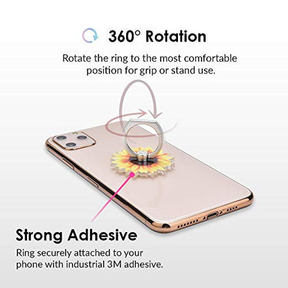 VELVET CAVIAR Cell Phone Ring Holder - Finger Ring & Stand - Improves Phone Grip Compatible with iPhone, Galaxy, Most Smartphones (Sunflower) - color: Sunflower