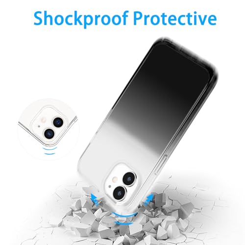 JJGoo Compatible with iPhone 12 Case & iPhone 12 Pro Case Clear Soft Transparent Shockproof Protective Slim Thin Bumper Phone Cover for 12 and 12 Pro - 6.1 inch, Black Gradient - color: Gradient Black