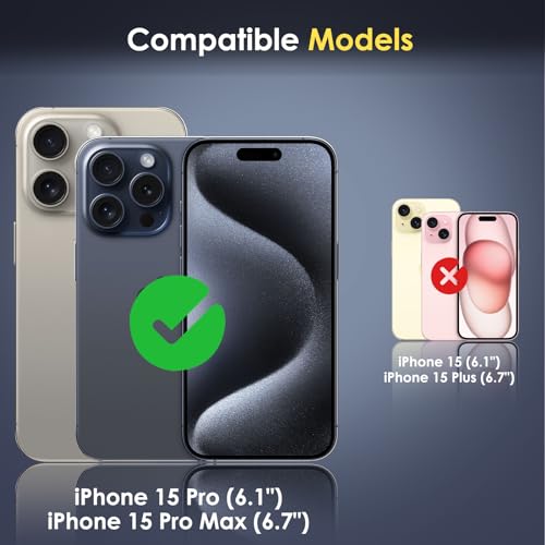 WHPXJY Camera Lens Protector for iPhone 15 Pro Max/iPhone 15 Pro Tempered Glass Lens Cover with Individual Metal Ring, Anti Scratch, Strong Adsorption, HD Clear, Case Friendly - Colorful Titanium