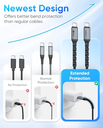 SUNGUY 240W C to C Cable Fast Charging, [2-Pack, 1FT] USBC to USBC Cable - size: 1ft