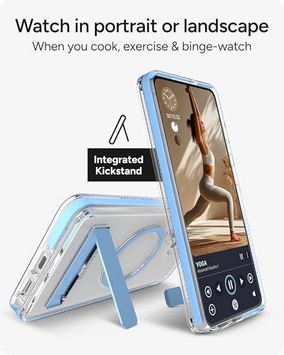 ZAGG Santa Cruz Snap Samsung Galaxy S26 Ultra Case with Kickstand - ICY Blue, Magnetic Crystal Clear Protective Phone Cover, 13ft Drop Protection, Graphene Reinforced, Slim Case with Stand - color: Icy Blue, size: Samsung Galaxy S26 Ultra