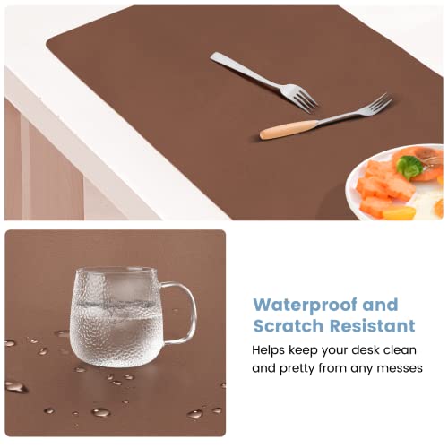 Desk Mat Wireless Charging Mouse Pad Large 32x16 Journey Desk Pad Mat with Wireless Charger Waterproof Leather Computer Mat with Phone Charger Mousepad Non-Slip for Keyboard and Mouse - color: Light Brown, size: 32" x 32"