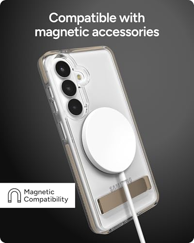 ZAGG Santa Cruz Snap Samsung Galaxy S26 Case with Kickstand - Titanium Gray, Magnetic Crystal Clear Protective Phone Cover, 13ft Drop Protection, Graphene Reinforced, Slim Case with Stand - color: Titanium Gray, size: Samsung Galaxy S26