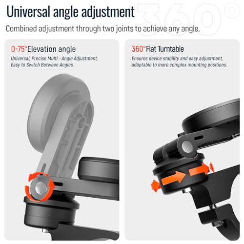 Bike Phone Mount,Motorcycle Phone Holder with Universal Adapter,Out Front Bicycle Handlebar Mount for Mountain Road EBike,Scooter,Moto,MTB,Quick Release 【Series C - 1st Gen】Angle Adjustment Edition - color: 【1st Gen】Handlebar Mount-Pro-Orange