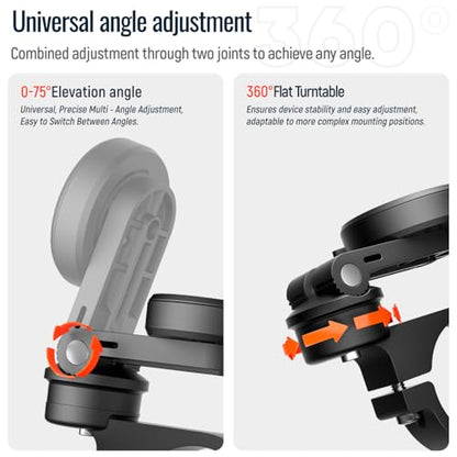 Bike Phone Mount,Motorcycle Phone Holder with Universal Adapter,Out Front Bicycle Handlebar Mount for Mountain Road EBike,Scooter,Moto,MTB,Quick Release 【Series C - 1st Gen】Angle Adjustment Edition - color: 【1st Gen】Handlebar Mount-Pro-Orange