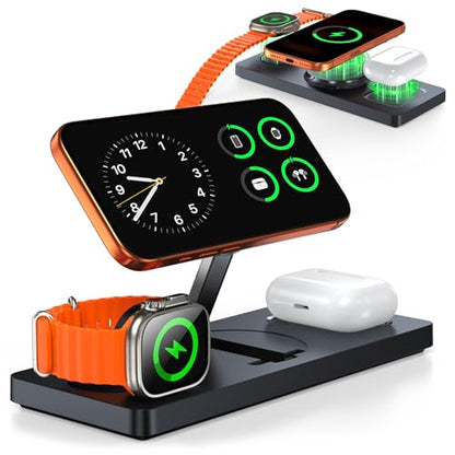 Foldable 3-in-1 Wireless Charging Station for Apple Magsafe Charger Stand