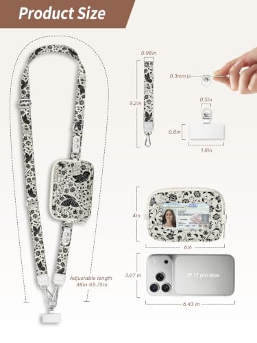 Clip and Go Strap for Phone with Wallet Crossbody Lanyard Foliage - color: Butterfly