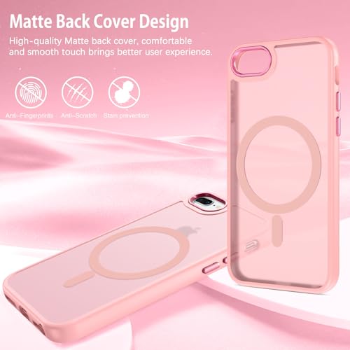 DUEDUE for iPhone 8 Plus Case, iPhone 7 Plus Case Magnetic[Compatible with Magsafe], Translucent Matte Back Protective Cover Shockproof Phone Case for iPhone 7 Plus/8 Plus, Pink - color: Pink