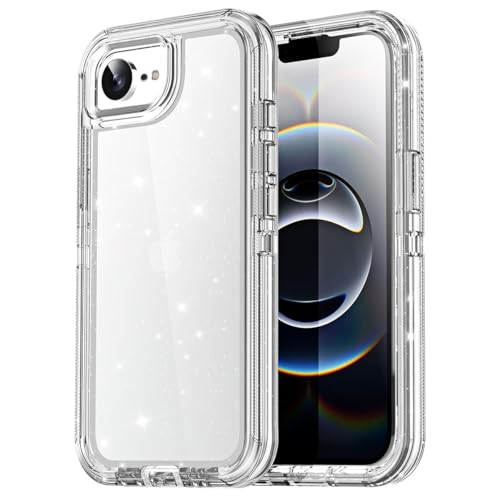AICase for iphone 17e Case/iphone 16e Case Clear 3 in 1 Heavy Duty Drop Protection Full Body Rugged Shockproof/DustProof Triple Layer Transparent Military Protective Tough Durable for iphone 17e/16e_3 - color: Clear_Glitter_3 in 1, size: iphone 16e 2025 6