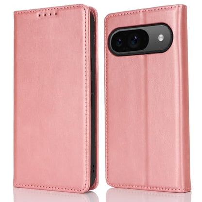 fit for Google Pixel 9/9 Pro Wallet Case,Premium PU Leather Flip Folio Case with Card Slot,Stand Holder,Magnetic Closure TPU Shockproof Interior Protective Case for Pixel 9/9 Pro,Rose Gold | Premium PU Leather, Flip Folio Purse Case, with Card Slot, Stand