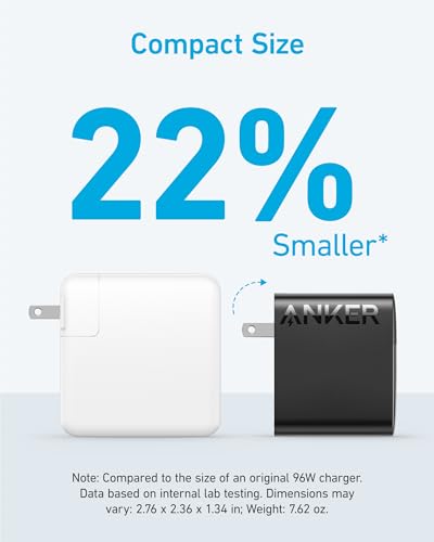 Anker Laptop Charger, Compact Foldable 100W USB C Charger with 5FT Cable - color: Black