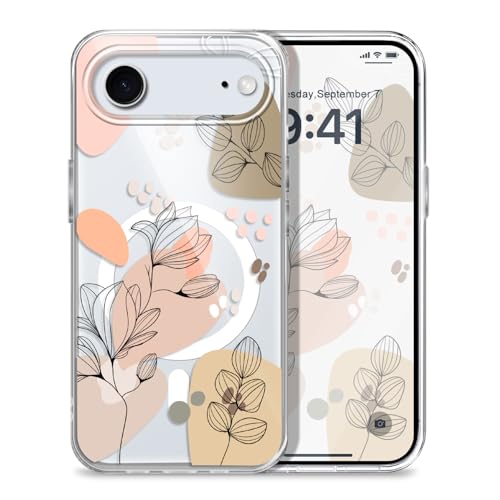 for iPhone 17 Air Case, Ultra Thin Magnetic Hard Clear Compatible with MagSafe for iPhone 17 Air Phone Cover 6.5 inch, Line Flowers - color: Line Flowers, size: for iPhone 17 Air