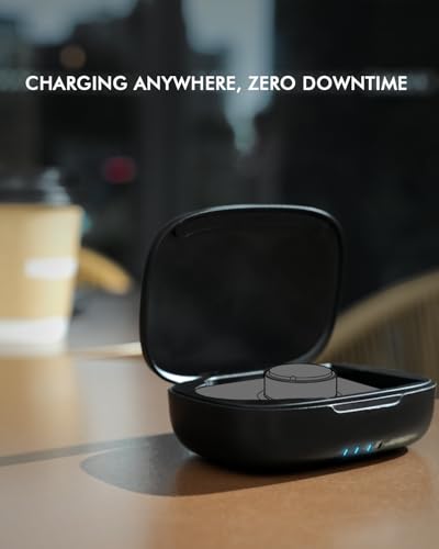 Doohoeek Updated Charging Case Compatible with Oura Ring 5 & 4 & 3 Charger, Wireless Power Station Fits Official Chargers & Fit All-Sized Rings Gen 5 & 4 & 3 1000mAh (Official Charger NOT Included) - color: Black
