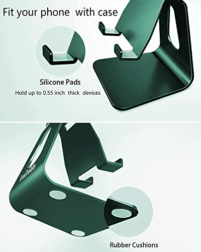 CreaDream Aluminum Cell Phone Stand, Adjustable Phone Holder for Desk - color: Turquoise Green