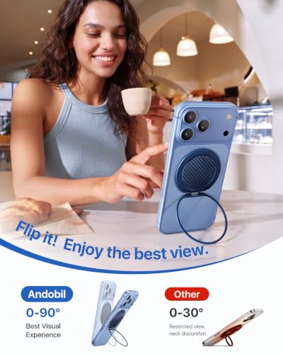 andobil [2026 Ultra-Thin] Magnetic Phone Ring Grip Stand for MagSafe, Blue - color: Navy Blue Carbon Fiber