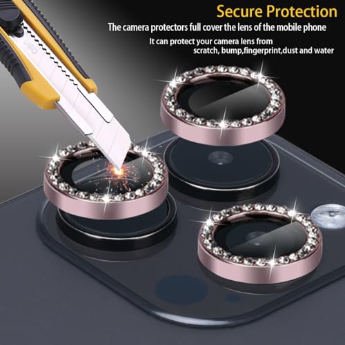 Camera Lens Protector for iPhone 15 Pro/15 Pro Max, Diamond Pink - color: Diamond Pink